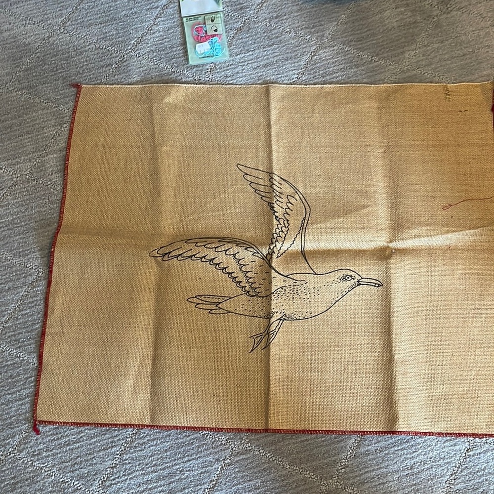 Rug hooking pattern on burlap
